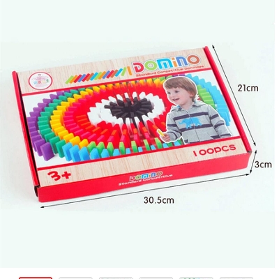 Picture of 100pcs /10 Colors Wooden Domino kids Toy Classic Desktop games/Table Game wood Building blocks Domino Challenging game Block toy