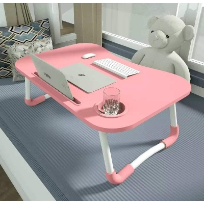 Picture of Folding Laptop Stand Holder Desk with Slot Portable Study Table Foldable Computer Desk Large School Dormitory Bed Table