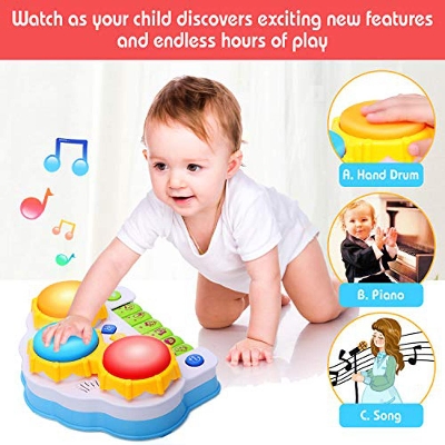 Picture of Drum Keyboard Musical Piano With Colorful Night Light K-ids Piano Music Sounding Keyboard Piano Baby Playing Type Musical Instruments Early Educational Toys For Children