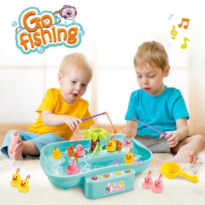 Picture of Kids Fishing Toys Electric Water Cycle Music Light Baby Bath Toys Child Game Play Fish Outdoor Toys Fishing Games For Children