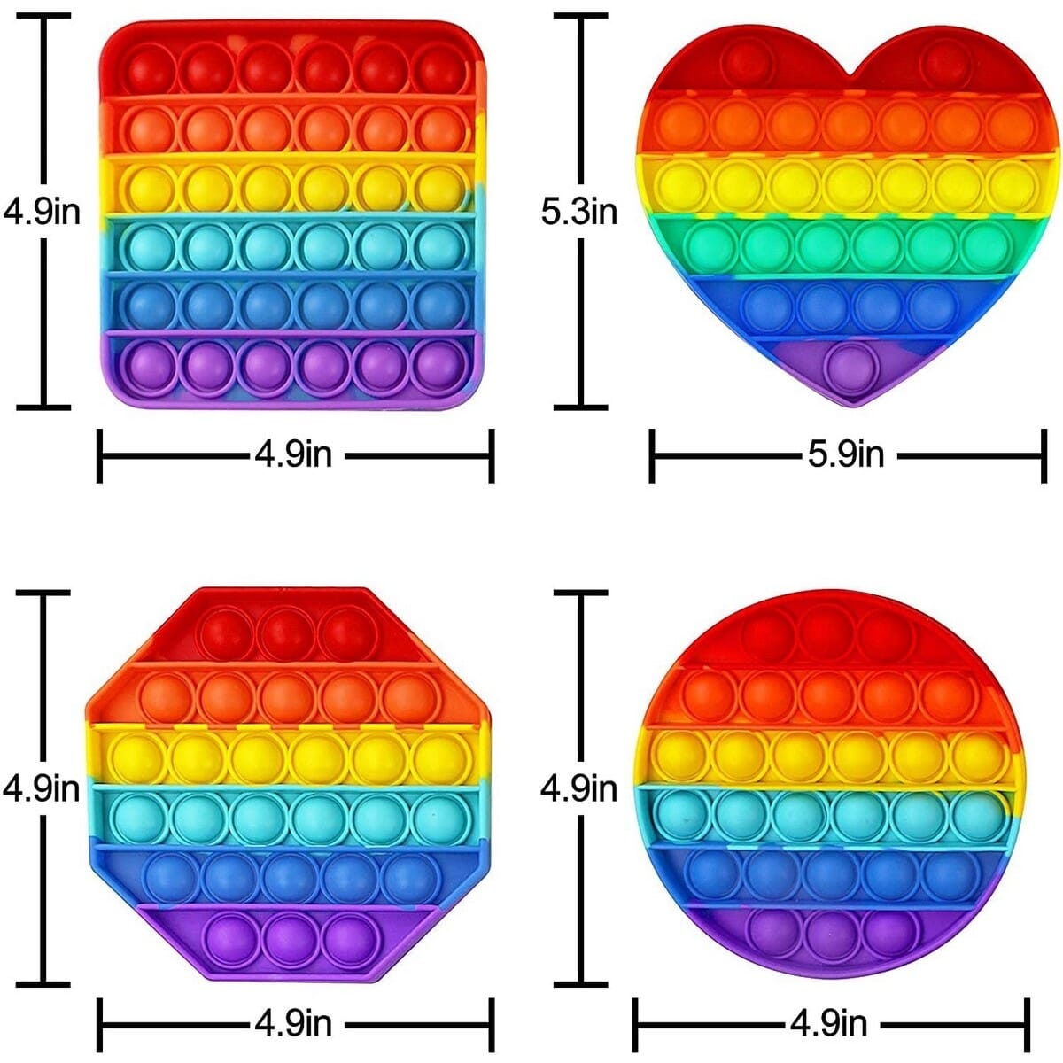 Buy Pop It Rainbow Colour Fidget Sensory Toys Pop, Autism Special Needs Stress Relief Silicone Pressure Relieving Toys, Heart Shape, Circle, Hexagon and Square Squeeze Toys for Kids Children Adults 1pes at Best Price In Bangladesh