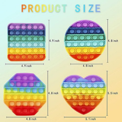 Buy Pop It Rainbow Colour Fidget Sensory Toys Pop, Autism Special Needs Stress Relief Silicone Pressure Relieving Toys, Heart Shape, Circle, Hexagon and Square Squeeze Toys for Kids Children Adults 1pes at Best Price In Bangladesh