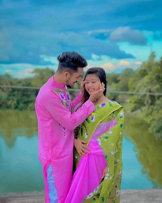 Buy stylesh-fashionable-best-hand-print-half-silk-saree-and-cotton-mixed-panjabi-for-man-and-women  at Best Prices in Bangladesh