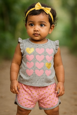 Picture of  Girls Stylish Fashionable Top Buttom Set