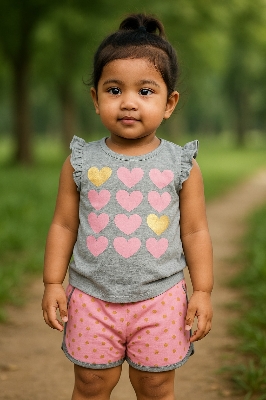 Picture of  Girls Stylish Fashionable Top Buttom Set