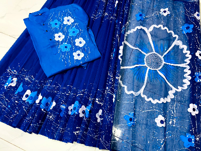 Buy stylesh-fashionable-best-hand-print-half-silk-saree-and-cotton-mixed-panjabi-for-man-and-women at Best Prices in Bangladesh