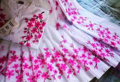 Buy stylesh-fashionable-best-hand-print-half-silk-saree-and-cotton-mixed-panjabi-for-man-and-women  at Best Prices in Bangladesh