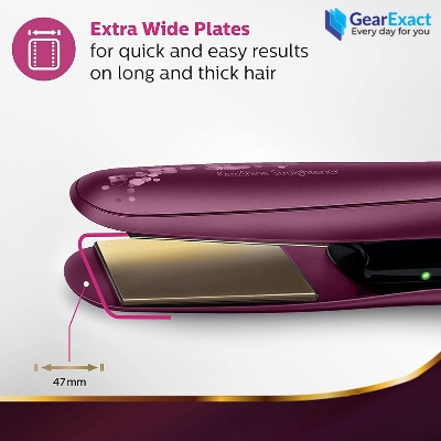 Picture of Philips BHS738/00 Kerashine Titanium Wide Plate Hair Straightener Silkprotect for Women