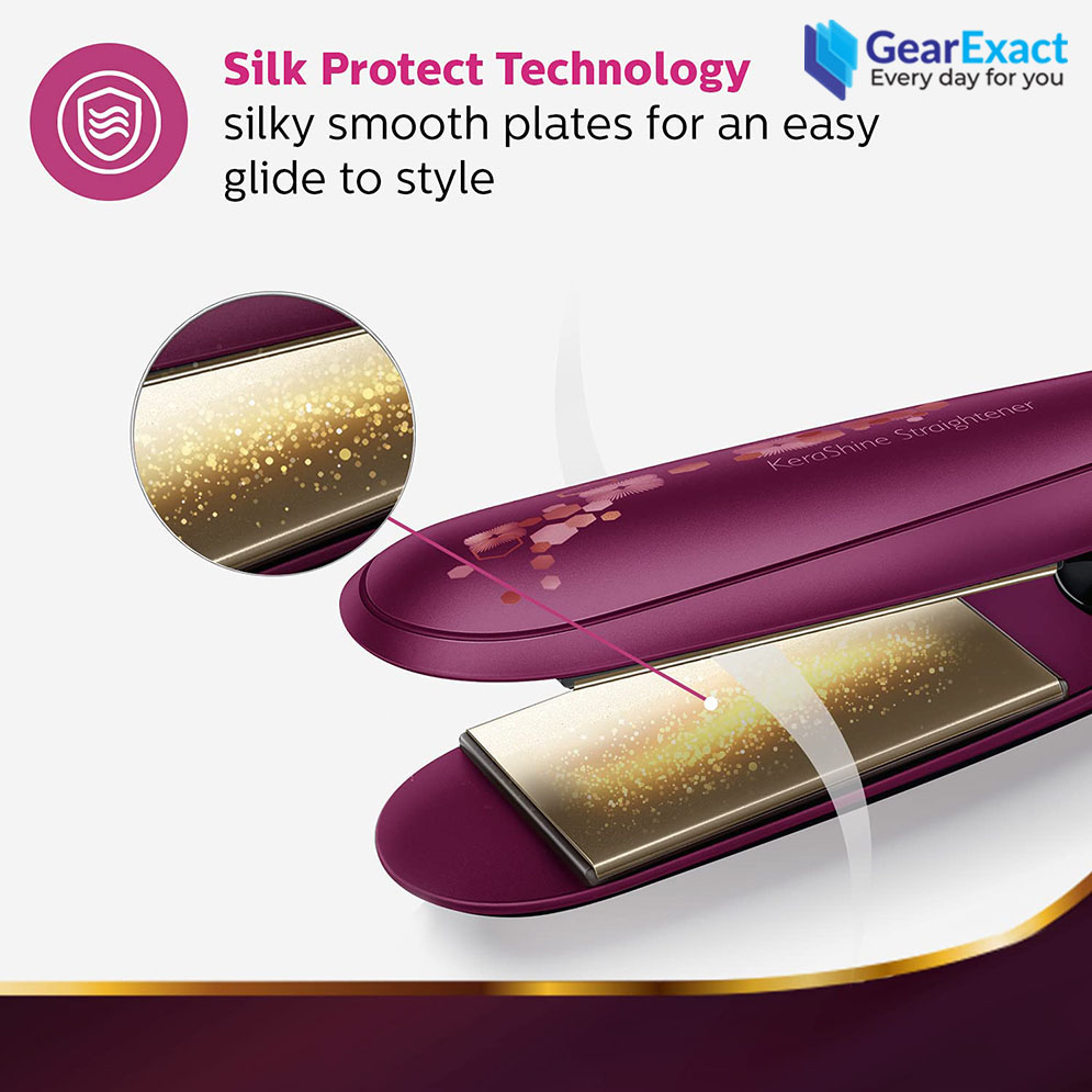 Picture of Philips BHS738/00 Kerashine Titanium Wide Plate Hair Straightener Silkprotect for Women