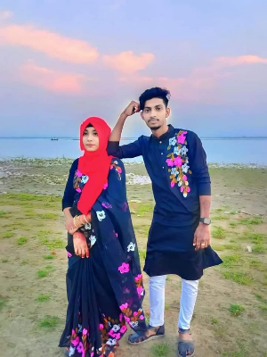 Buy stylesh-fashionable-best-hand-print-half-silk-saree-and-cotton-mixed-panjabi-for-man-and-women-  at Best Prices in Bangladesh