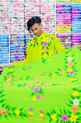 Buy stylesh-fashionable-best-hand-print-half-silk-saree-and-cotton-mixed-panjabi-for-man-and-women-  at Best Prices in Bangladesh