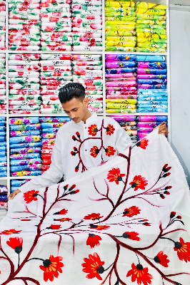 Buy stylesh-fashionable-best-hand-print-half-silk-saree-and-cotton-mixed-panjabi-for-man-and-women-  at Best Prices in Bangladesh