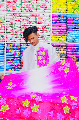 Buy stylesh-fashionable-best-hand-print-half-silk-saree-and-cotton-mixed-panjabi-for-man-and-women-  at Best Prices in Bangladesh