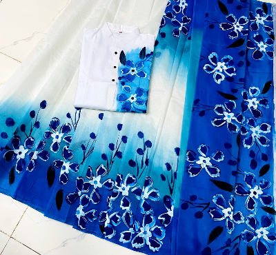 Buy stylesh-fashionable-best-hand-print-half-silk-saree-and-cotton-mixed-panjabi-for-man-and-women-  at Best Prices in Bangladesh