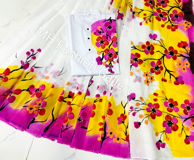 Buy stylesh-fashionable-best-hand-print-half-silk-saree-and-cotton-mixed-panjabi-for-man-and-women-  at Best Prices in Bangladesh