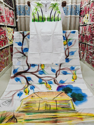 Buy stylesh-fashionable-best-hand-print-half-silk-saree-and-cotton-mixed-panjabi-for-man-and-women-  at Best Prices in Bangladesh