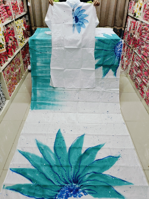 Buy stylesh-fashionable-best-hand-print-half-silk-saree-and-cotton-mixed-panjabi-for-man-and-women-  at Best Prices in Bangladesh