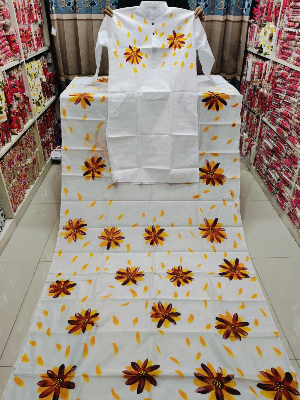 Buy stylesh-fashionable-best-hand-print-half-silk-saree-and-cotton-mixed-panjabi-for-man-and-women-  at Best Prices in Bangladesh