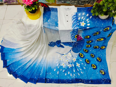 Buy stylesh-fashionable-best-hand-print-half-silk-saree-and-cotton-mixed-panjabi-for-man-and-women-  at Best Prices in Bangladesh