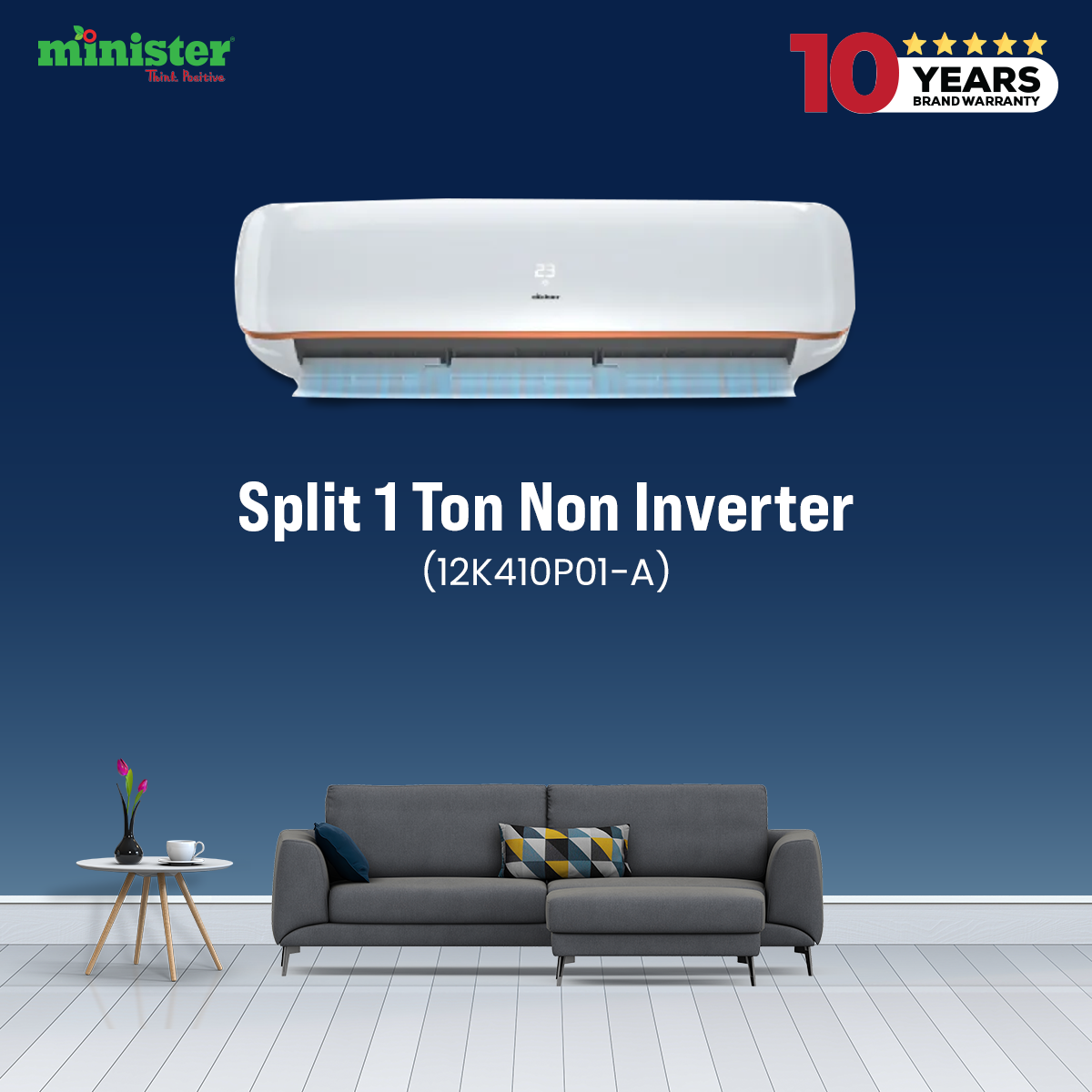Picture of MINISTER 1 Ton Non Inverter Air Conditioner (12K410G-WHT)