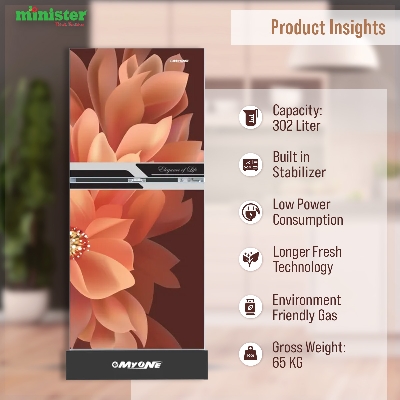 Picture of MYONE 302 liter Frost Type Top Mount Refrigerator Dahlia Black Match (MY-3X2G)