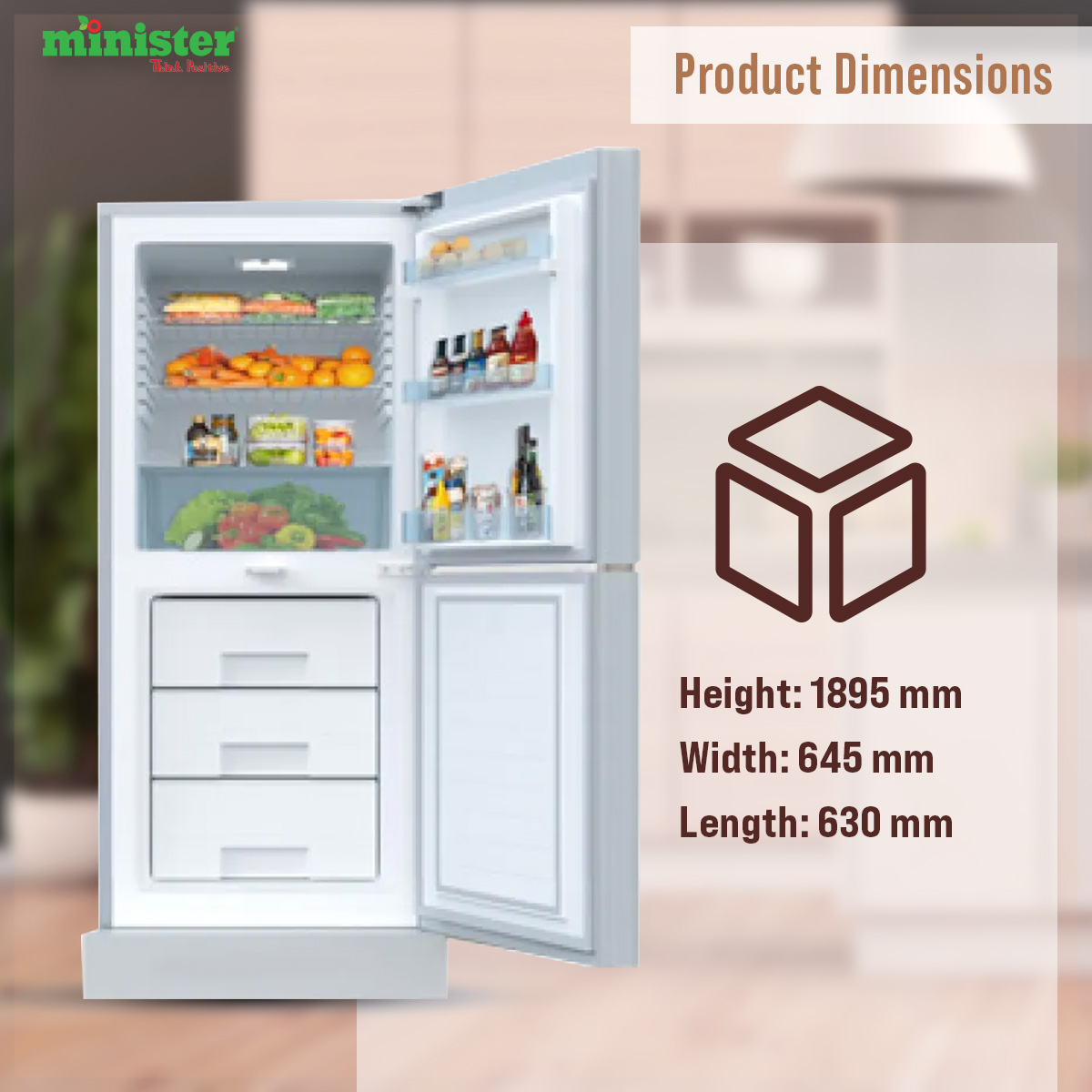 Picture of MYONE 302 liter Frost Type Top Mount Refrigerator Dahlia Black Match (MY-3X2G)