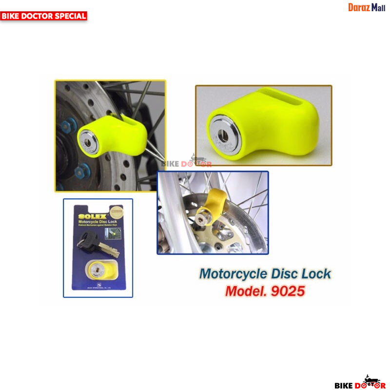 SOLEX Model 9025 Zinc Alloy Motorcycle Disc Brake Lock – Anti-Theft, Saw & Acid Resistant, Universal Fit for Mag & Spoke Wheels, Includes 3 Nickel Brass Keys Bike Doctoronline shop bangladeshothoba.com