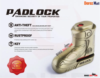 Shoe Shape Anti Theft Disc Brake Rustproof Rotor Lock (Antique Bronze Color) 1 Piece with 3 Key Bike Doctoronline shop bangladeshothoba.com