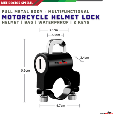 Full Metal Universal Motorcycle Helmet Lock – Zinc Alloy, Anti-Theft, Waterproof, Easy Installation with 2 Keys for 22-28mm Handlebars (Portable Security for Motorcycles, Cycles & Bicycles) Bike Doctoronline shop bangladeshothoba.com