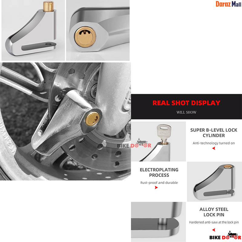 Universal Disc Brake Lock Rust Proof Durable Anti-Theft (Non Acid Proof) Copper Cylinder with 2 Keys Bike Doctoronline shop bangladeshothoba.com