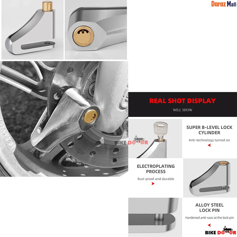 Universal Disc Brake Lock Rust Proof Durable Anti-Theft (Non Acid Proof) Copper Cylinder with 2 Keys Bike Doctoronline shop bangladeshothoba.com