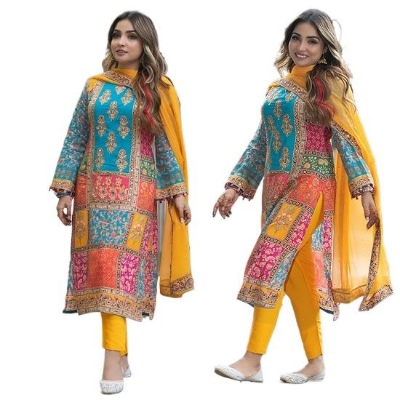 Picture of Ready Made new Digital print cotton three piece salower kameez for women