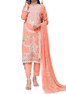 Picture of High Qulity Georgette Embroidery New Stylish Semi Stitched Party Shalwer Kameez 4 pcs for Women