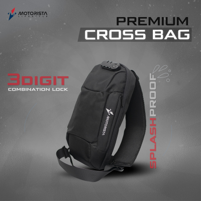 Cross Body Travel Bag with Password Lock Stylish, Lightweight Shoulder Sling Bag for Motorcycle Riders & Daily Use Dark Black 1 Piece Bike Doctoronline shop bangladeshothoba.com