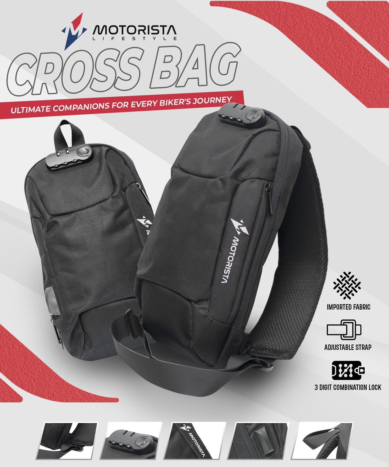 Cross Body Travel Bag with Password Lock Stylish, Lightweight Shoulder Sling Bag for Motorcycle Riders & Daily Use Dark Black 1 Piece Bike Doctoronline shop bangladeshothoba.com