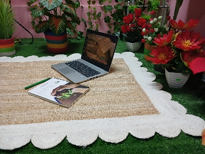 Picture of Jute colour & White Colour Jute Rugs/Mat