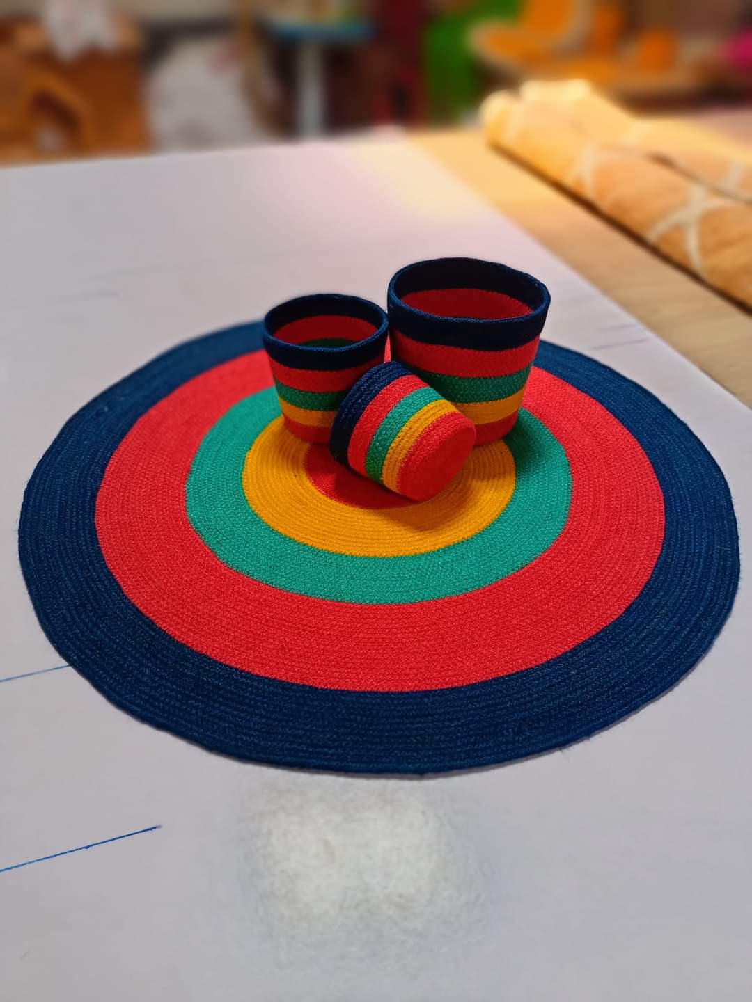 Picture of 3ft Floor mat jute rug + 3 pieces Basket  (4 peace set)