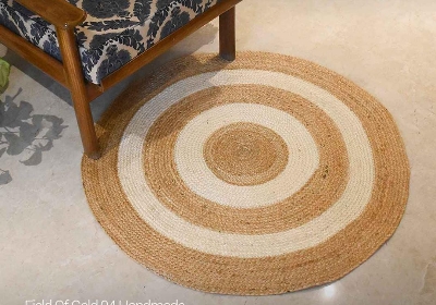 Picture of Jute Round Floor Mat/Rugs ( Natural Jute  & White colour)