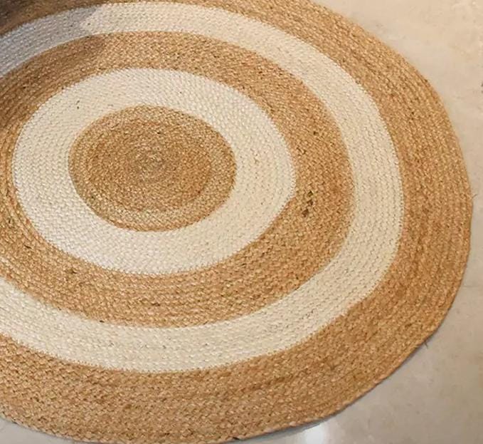 Picture of Jute Round Floor Mat/Rugs ( Natural Jute  & White colour)
