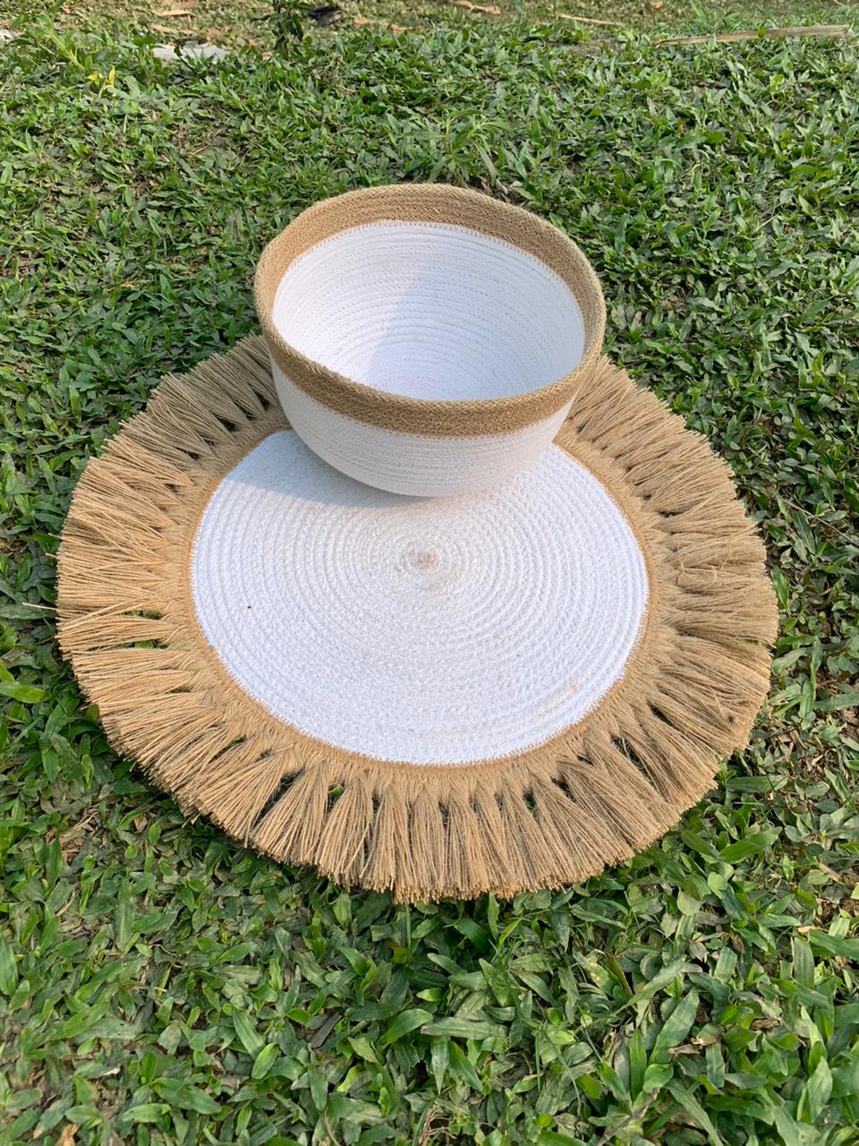 Picture of Cotton Jute Placemats &  Cotton Jute  Pot 2p set