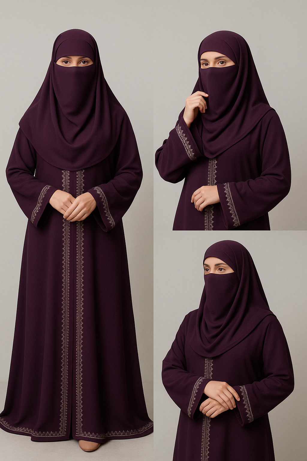Picture of Dubai Cherry Koti Burqa with Hijab