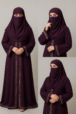 Picture of Dubai Cherry Koti Burqa with Hijab