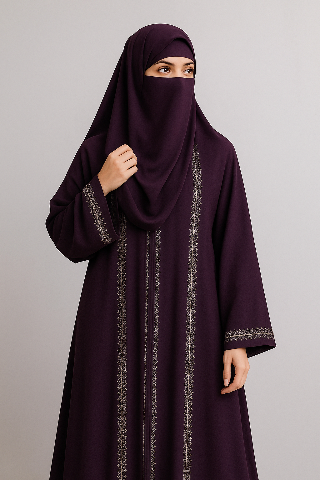 Picture of Dubai Cherry Koti Burqa with Hijab