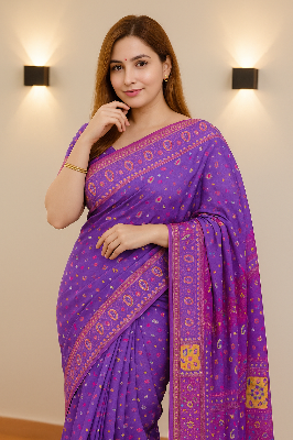 Picture of Women's Half Silk Skin Print Saree