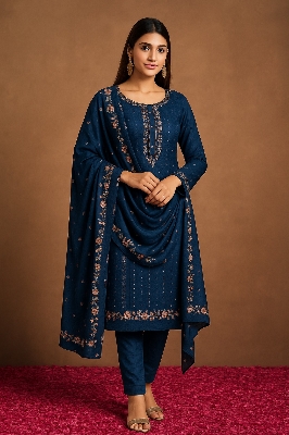 Picture of Women's Unstitched Three Piece Computer Embroidery Work Replica Party Dress - SA-1407