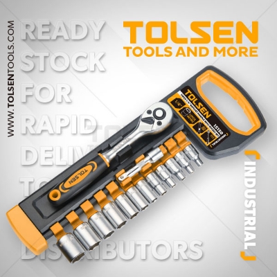 Picture of Tolsen 14 Pcs Ratchet Handle with socket set 1/4″ Drive 15150