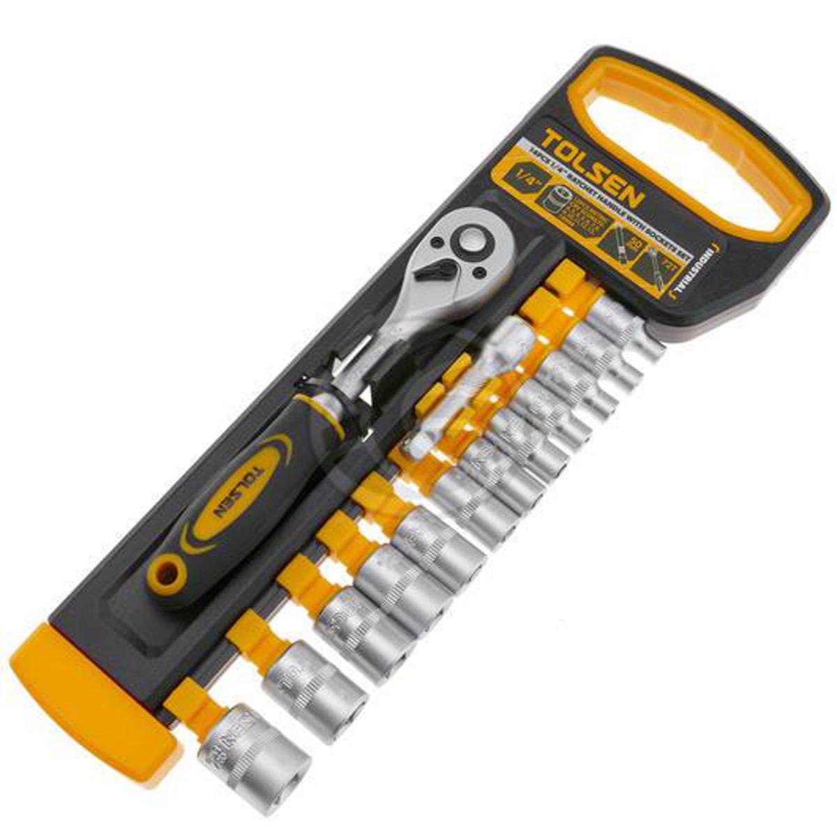 Picture of Tolsen 14 Pcs Ratchet Handle with socket set 1/4″ Drive 15150