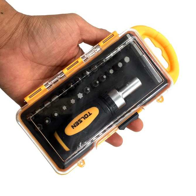 Picture of Tolsen 26 Pcs Bits (Philip & Flat) Set with bit holder & Ratchet handle 20034