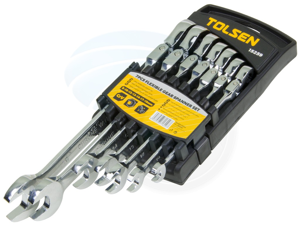 Picture of TOLSEN 7 Pcs Flexible Head Combination Ratchet Spanner Set 15259 - Kings Trading