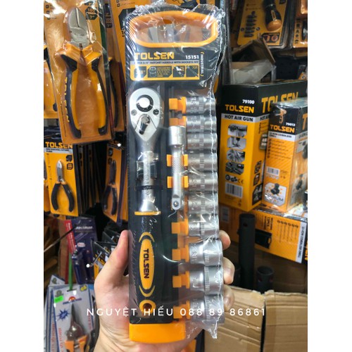 Picture of Tolsen 12 Pcs Ratchet Handle With Sockets Set 3/8" Drive 15151